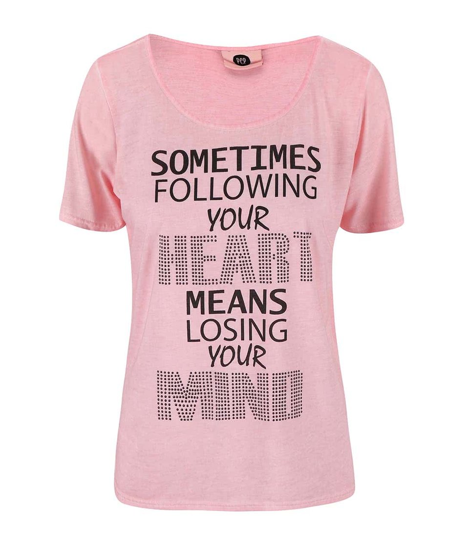 Růžové tričko s potiskem PEP Blow