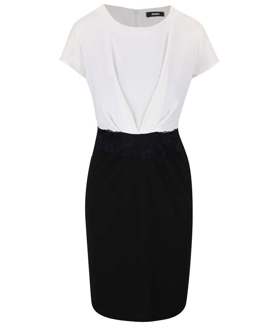 Černo-bílé šaty s krátkým rukávem Alchymi Snowflake Obsidian