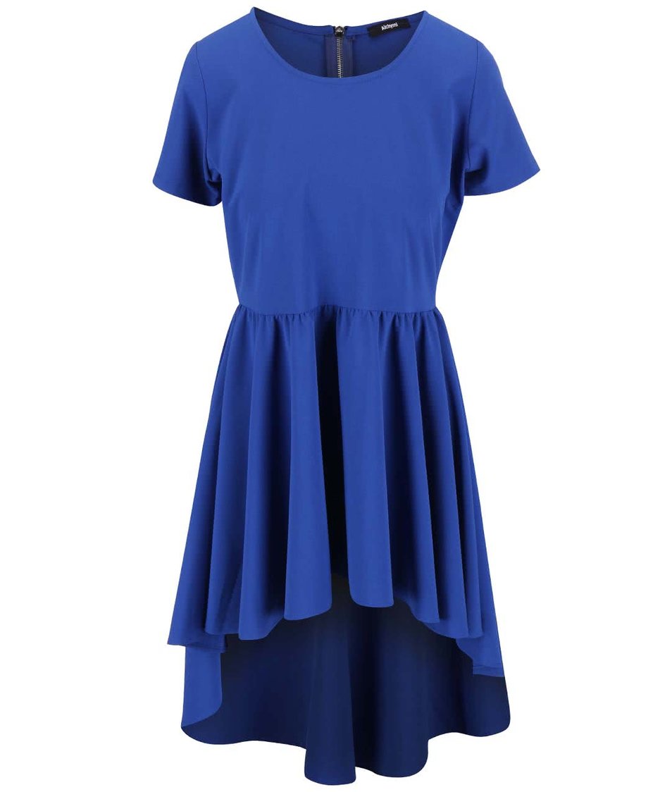 Modré šaty s dlouhým zadním dílem Alchymi Polaris