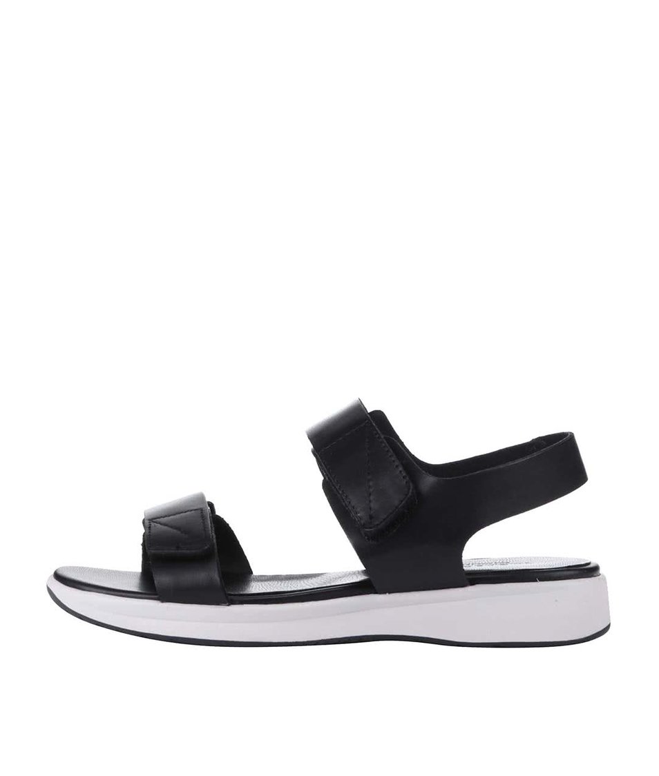Černé kožené sandále s bílou podrážkou Vagabond Lola