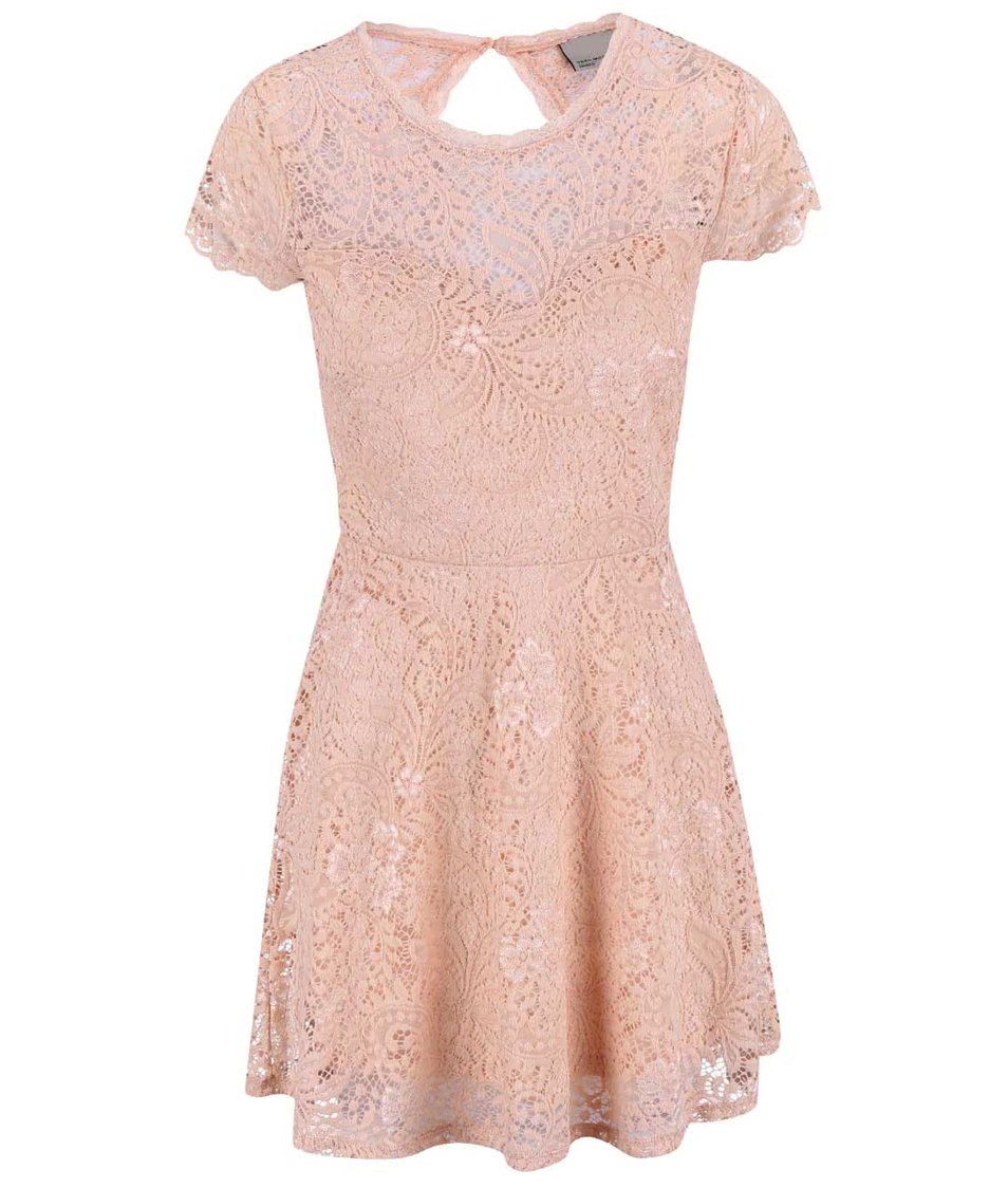 Světle růžové krajkované šaty Vero Moda Celeb