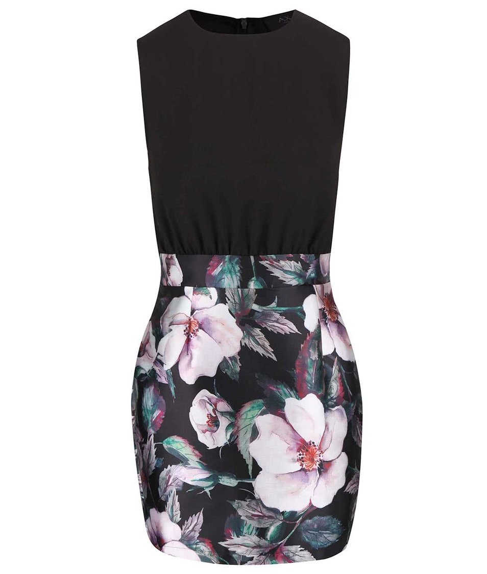 Černé pouzdrové šaty s květinovou sukní AX Paris