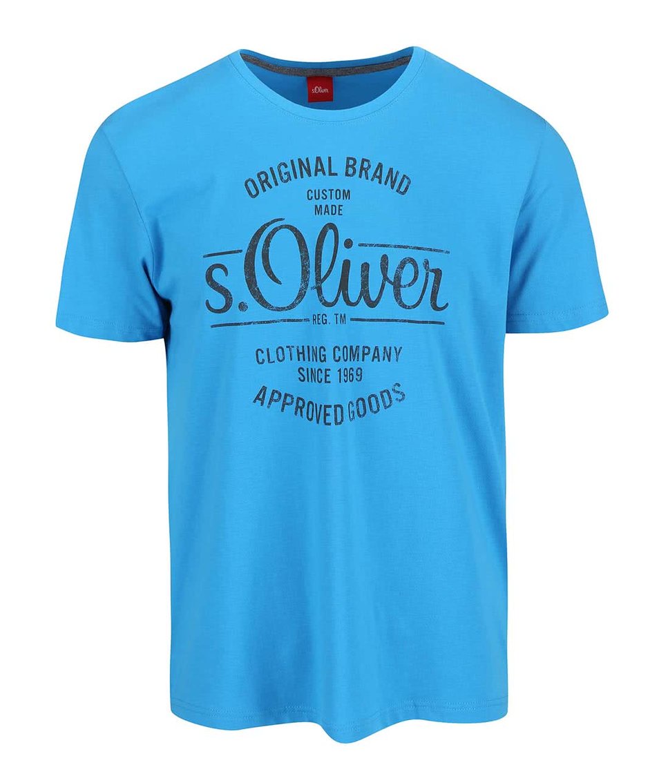 Modré pánské triko s potiskem s.Oliver