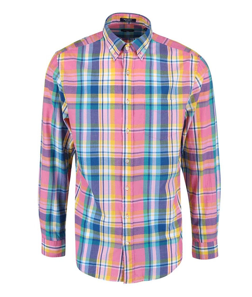 Modro-růžová pánská kostkovaná regular fit košile GANT