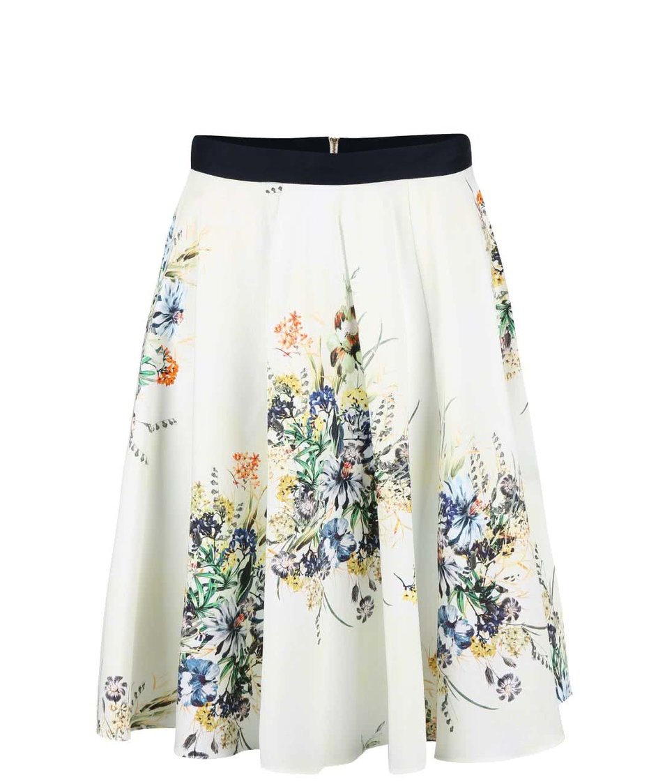 Krémová kolová sukně s květy Closet