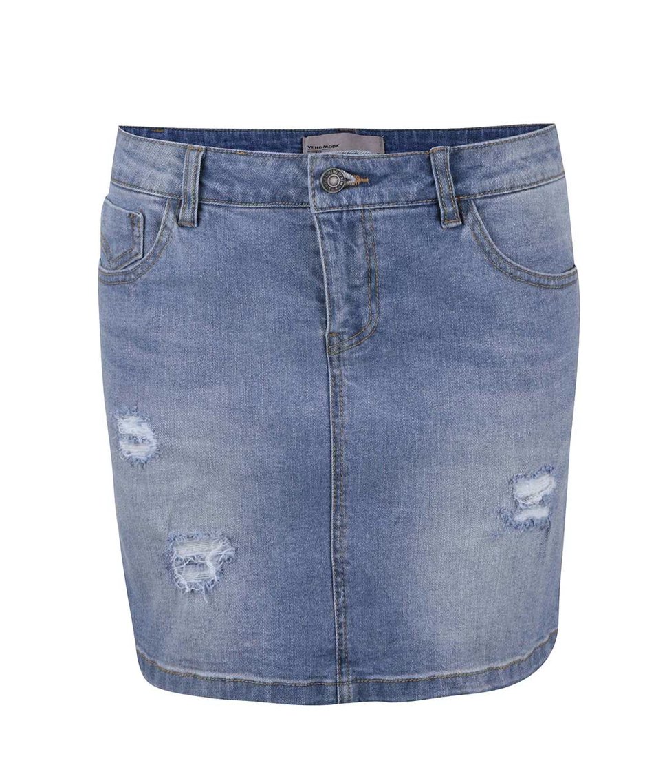 Světle modrá džínová sukně s potrhaným efektem Vero Moda Be Lea