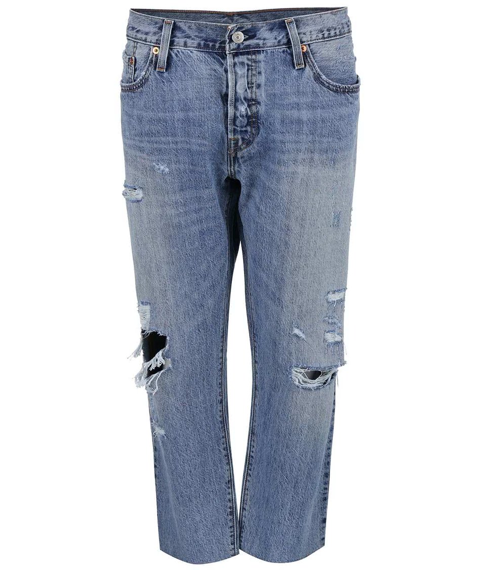 Modré dámské kratší džíny s roztrhaným efektem Levi's® 501 CT