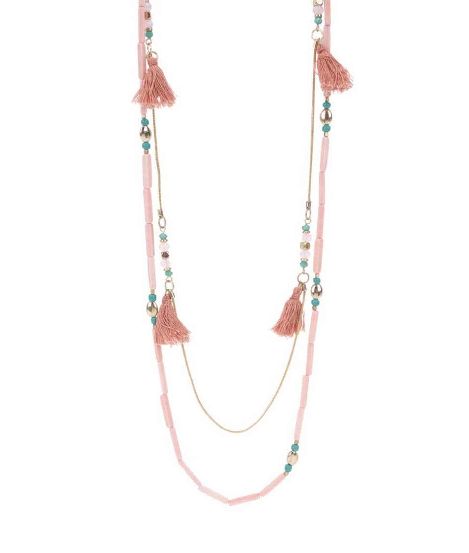 Růžový korálkový náhrdelník Pieces Becca