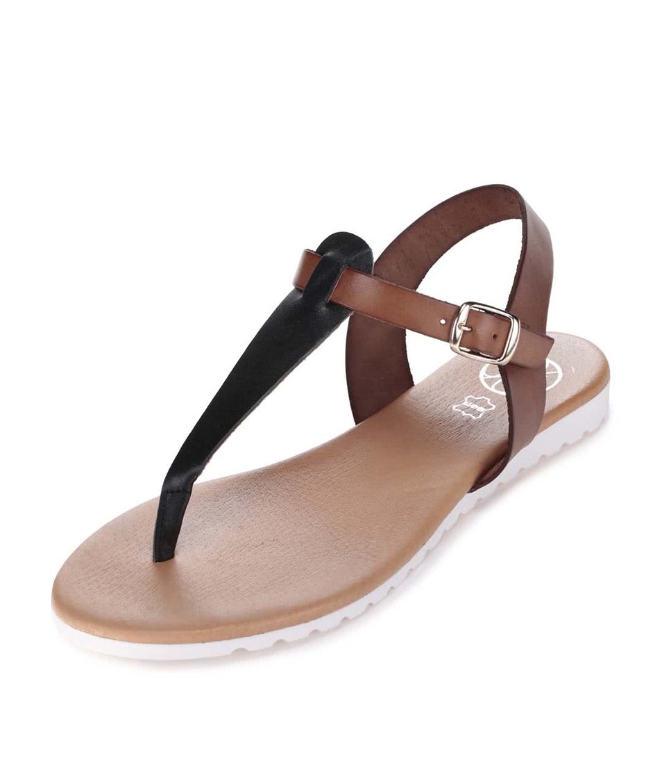 Černo-hnědé kožené sandály OJJU