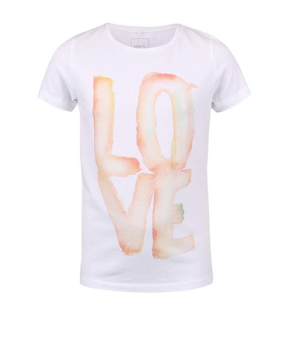 Bílé holčičí tričko s nápisem Love name it Hicat
