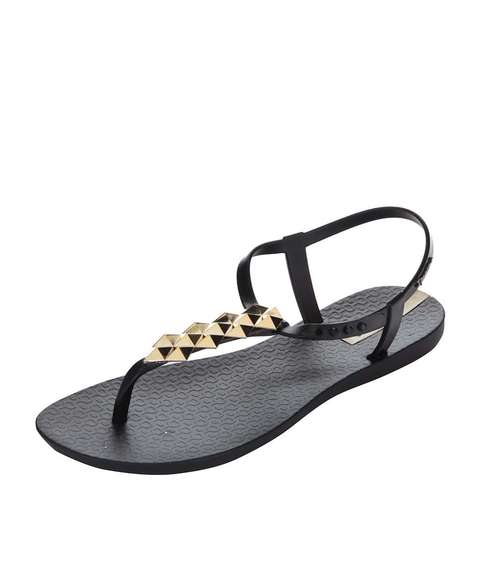 Černé sandály se zdobením ve zlaté barvě Ipanema Charm