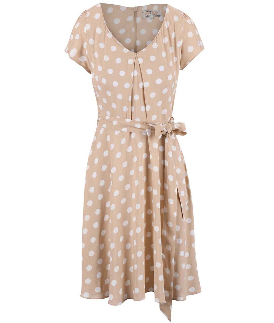Béžové šaty s puntíky Dorothy Perkins
