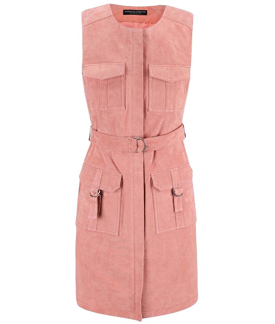 Růžové semišové šaty Dorothy Perkins
