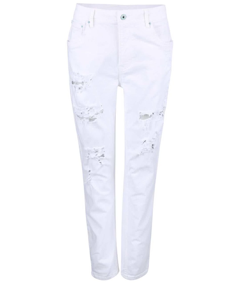 Bílé dámské džíny s roztrhaným efektem Pepe Jeans Vagabond