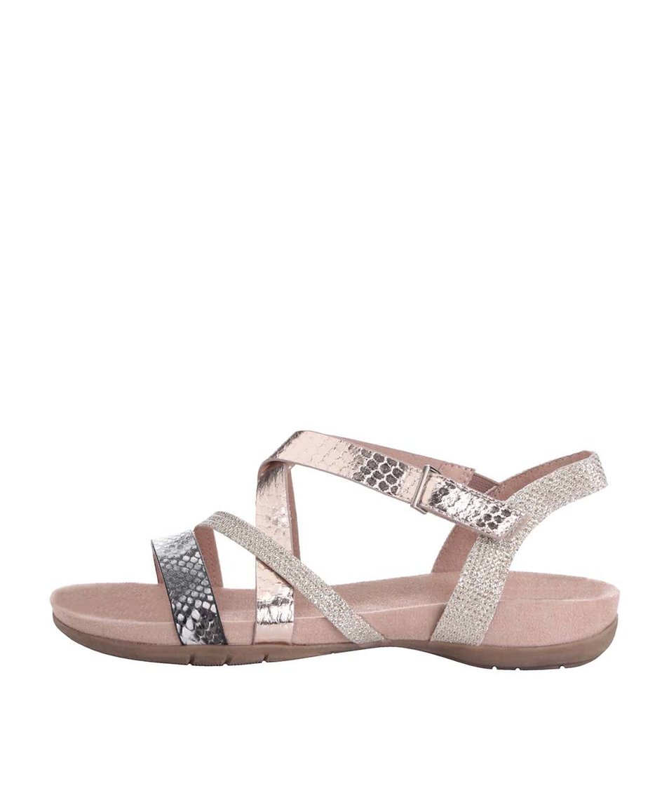 Růžové sandálky s pásky ve zlato-růžové barvě Tamaris