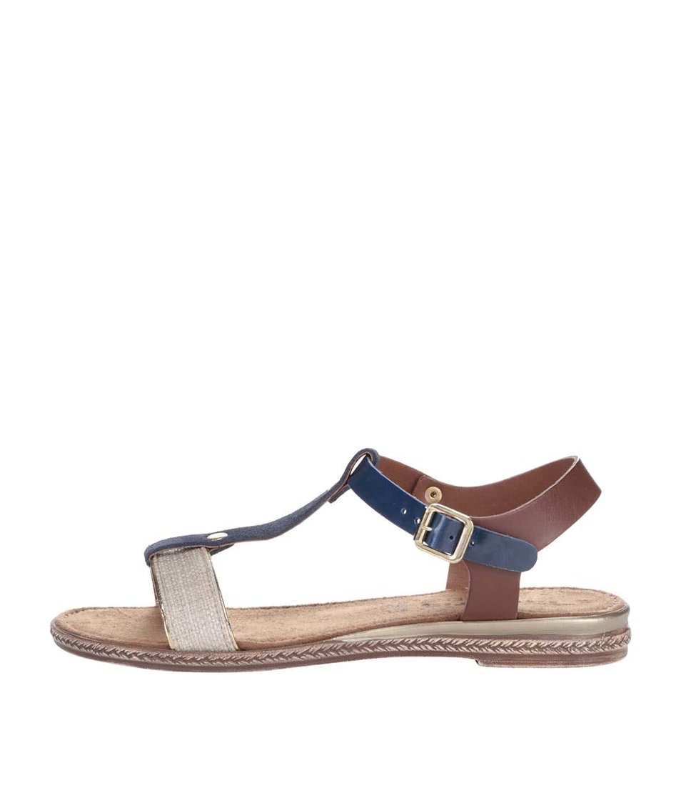 Modré páskové kožené sandálky Tamaris