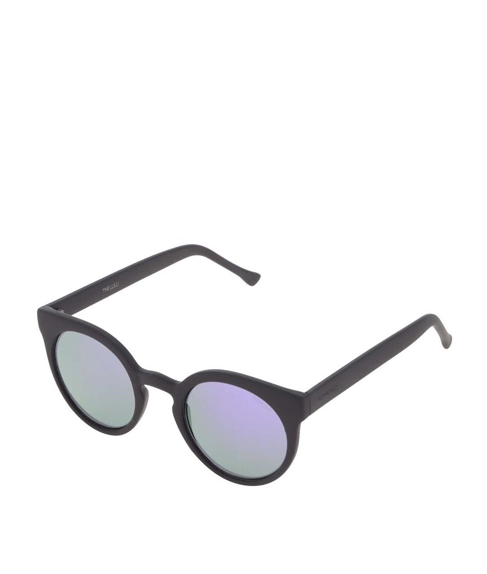 Černé unisex sluneční brýle s fialovým sklem Komono Lulu