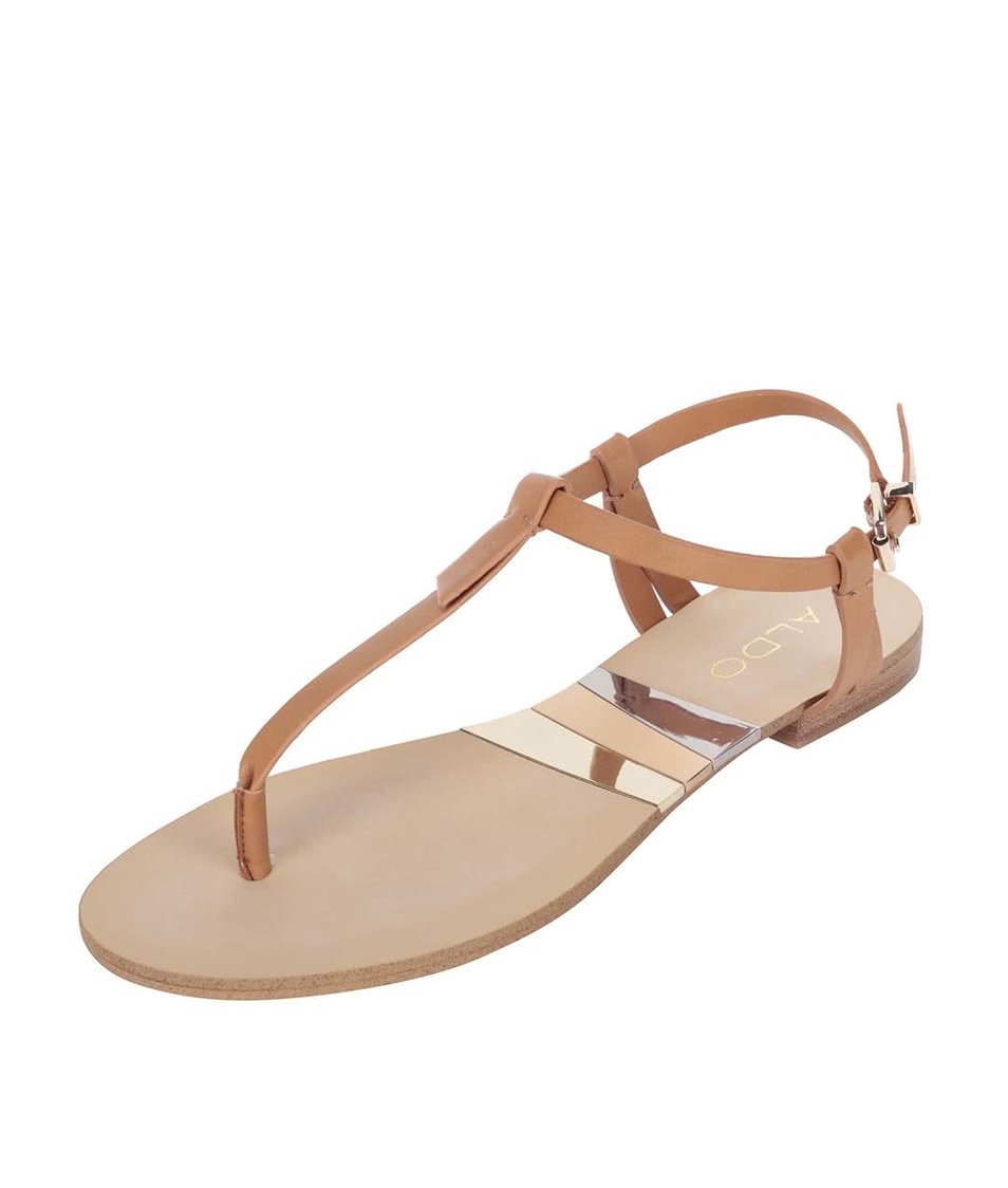 Hnědé páskové sandály s detaily ve zlaté barvě ALDO Susie