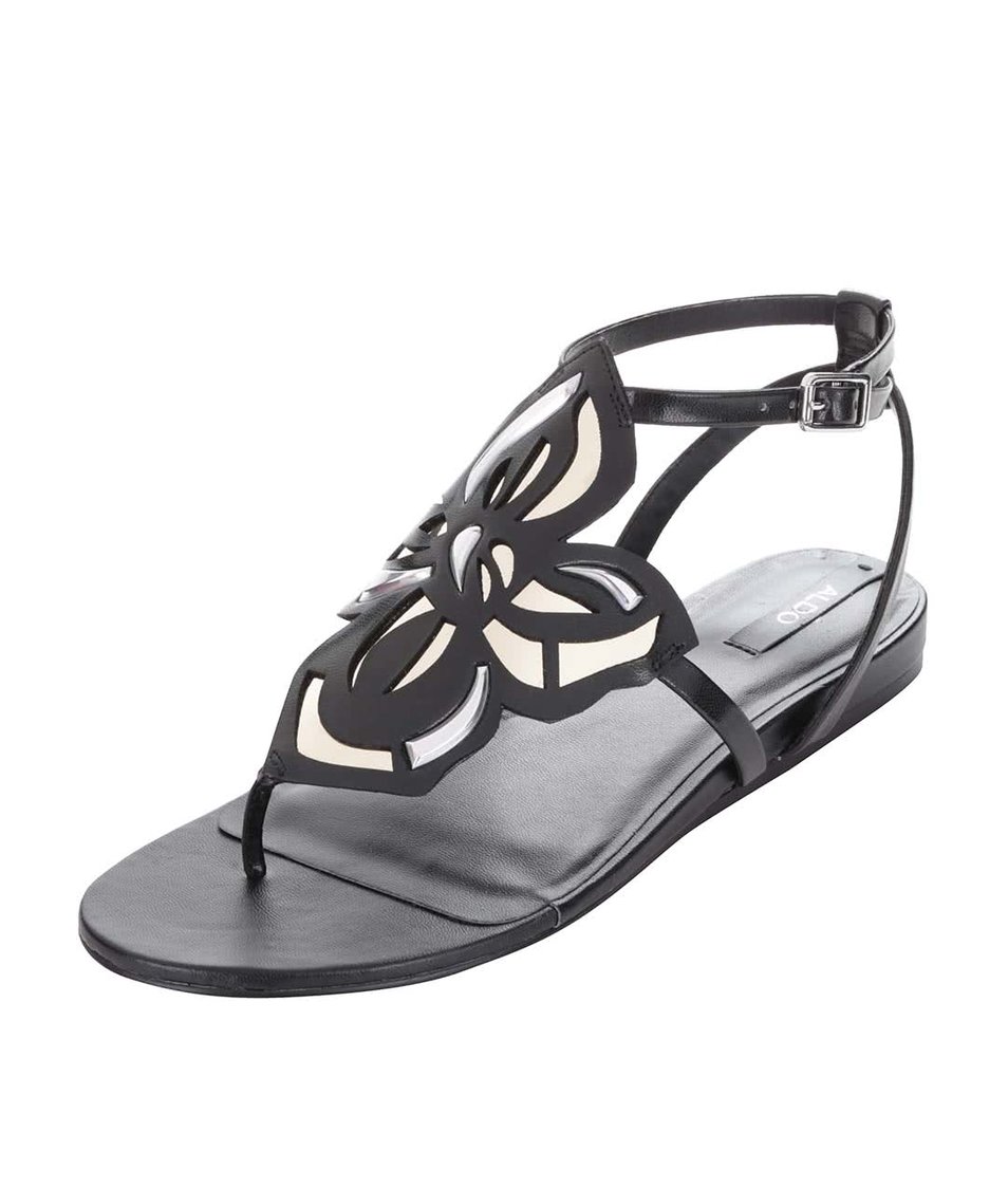 Černé sandály s květinovým zdobením ALDO Kyara