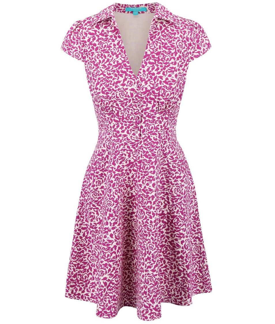Růžové vzorované šaty s límečkem Fever London Betty