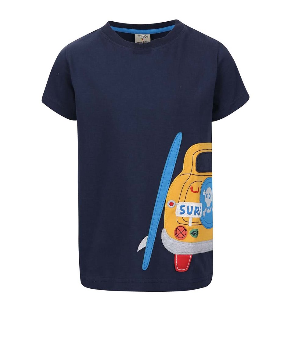 Modré chlapecké tričko s autem Frugi Stanley
