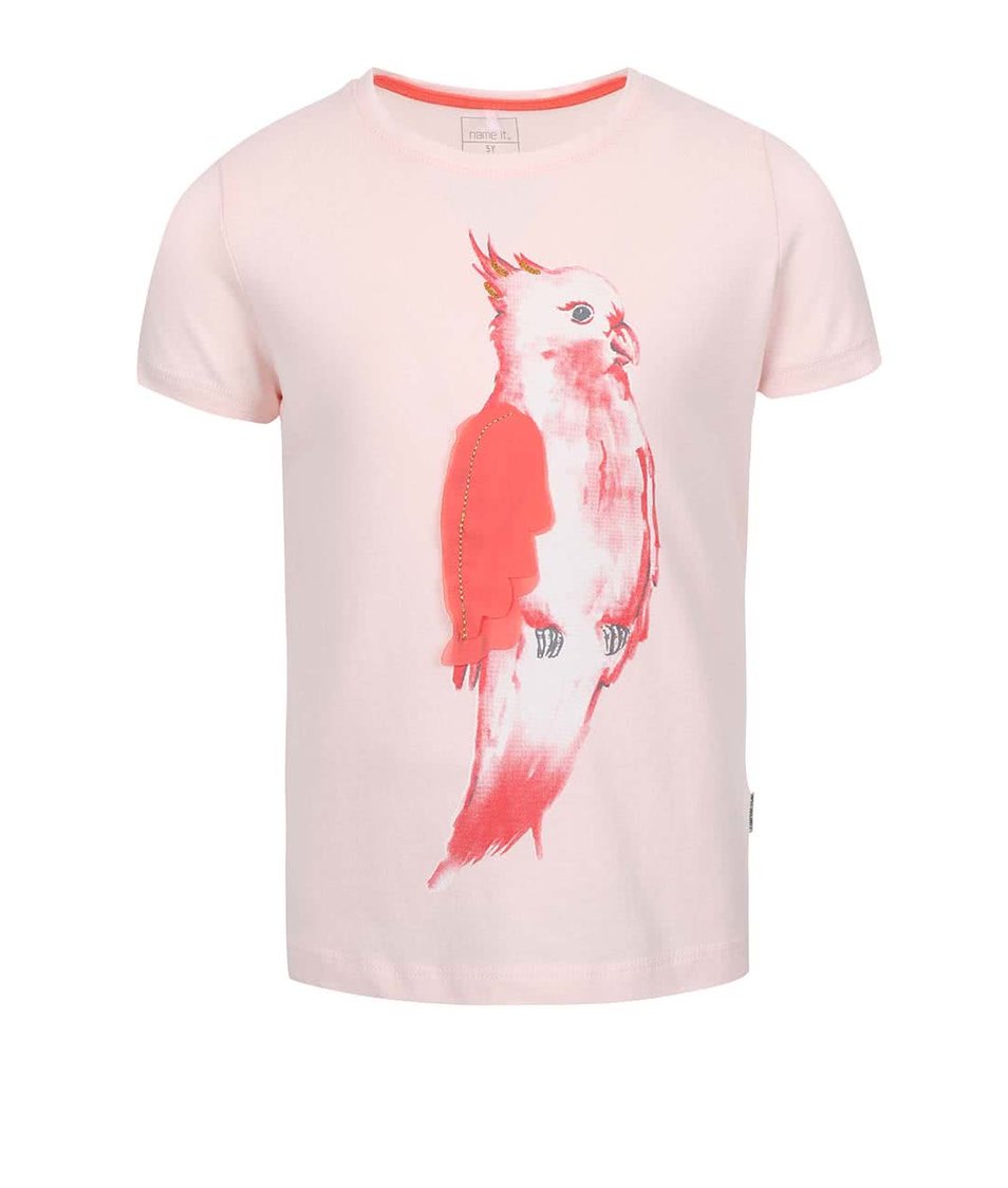 Růžové holčičí tričko s papouškem name it Tilaya