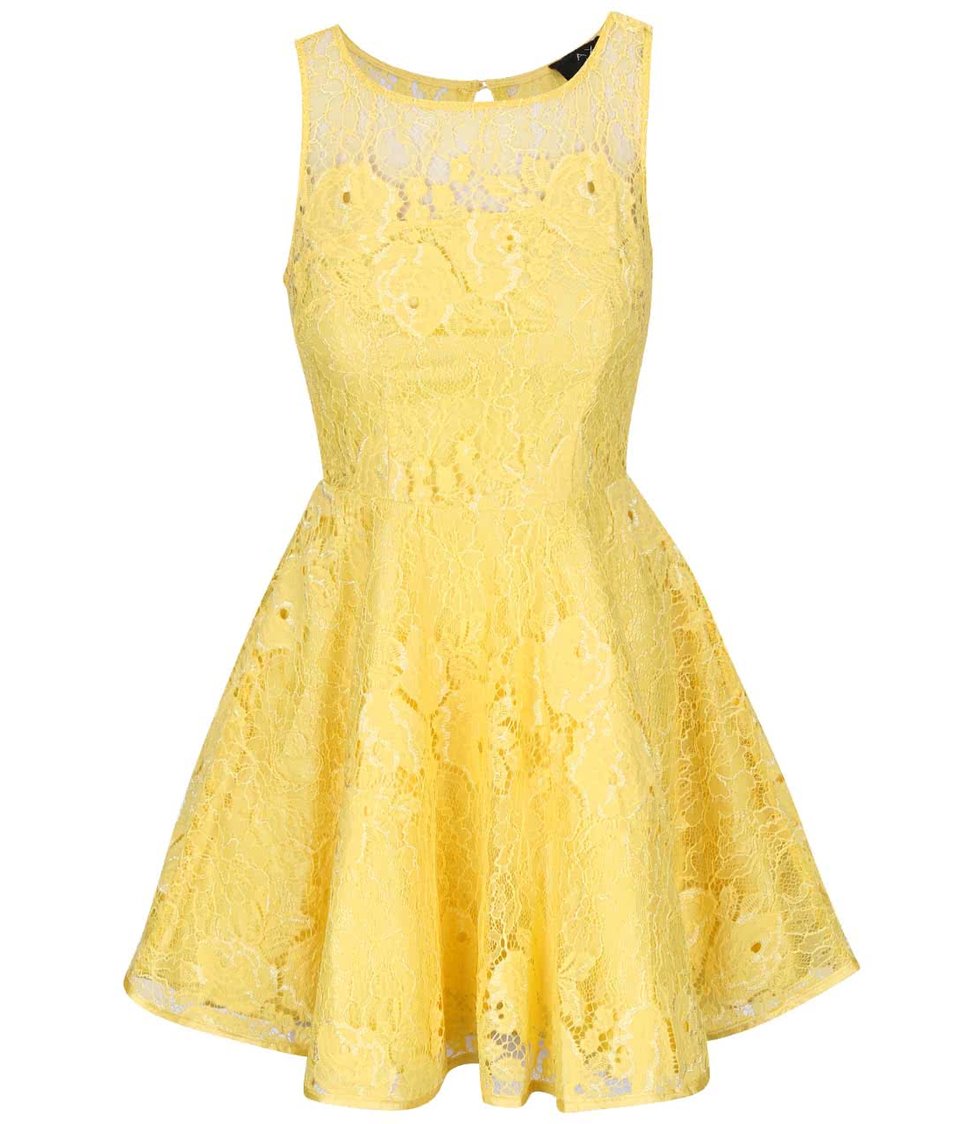 Žluté krajkované šaty AX Paris