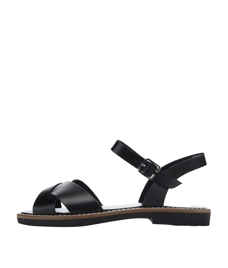 Černé kožené páskové sandály Pieces Jenica