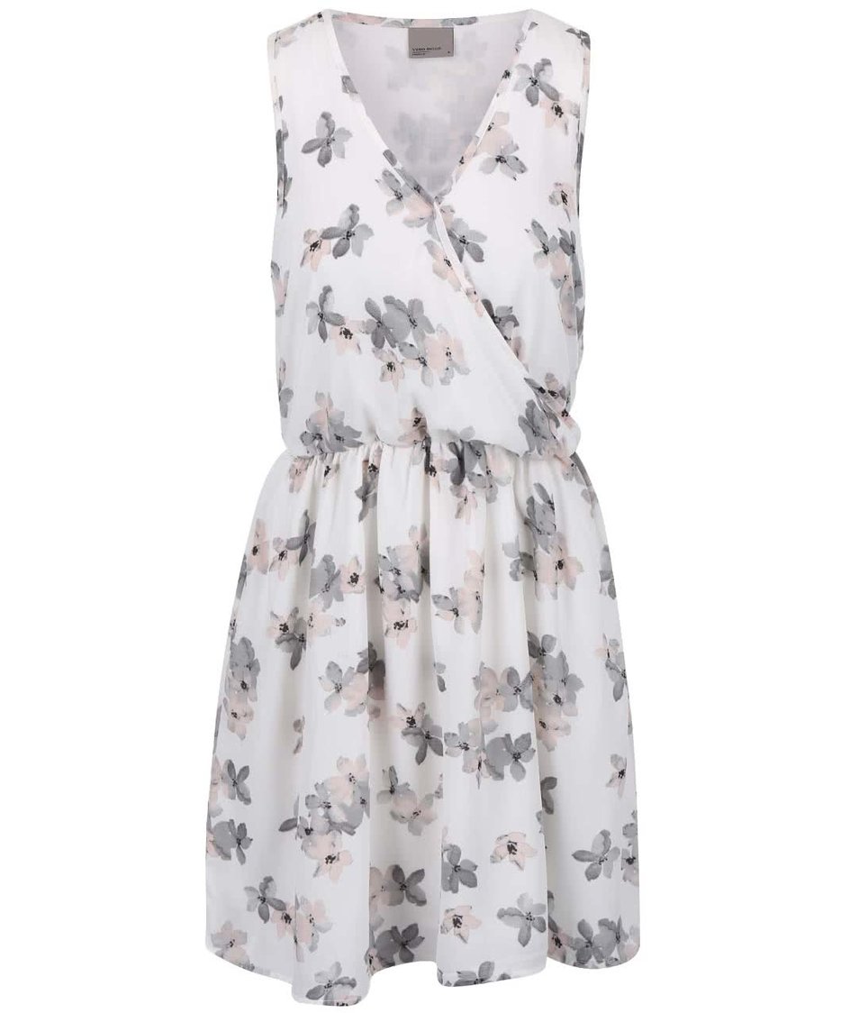 Krémovo-šedé květované šaty Vero Moda Dolly