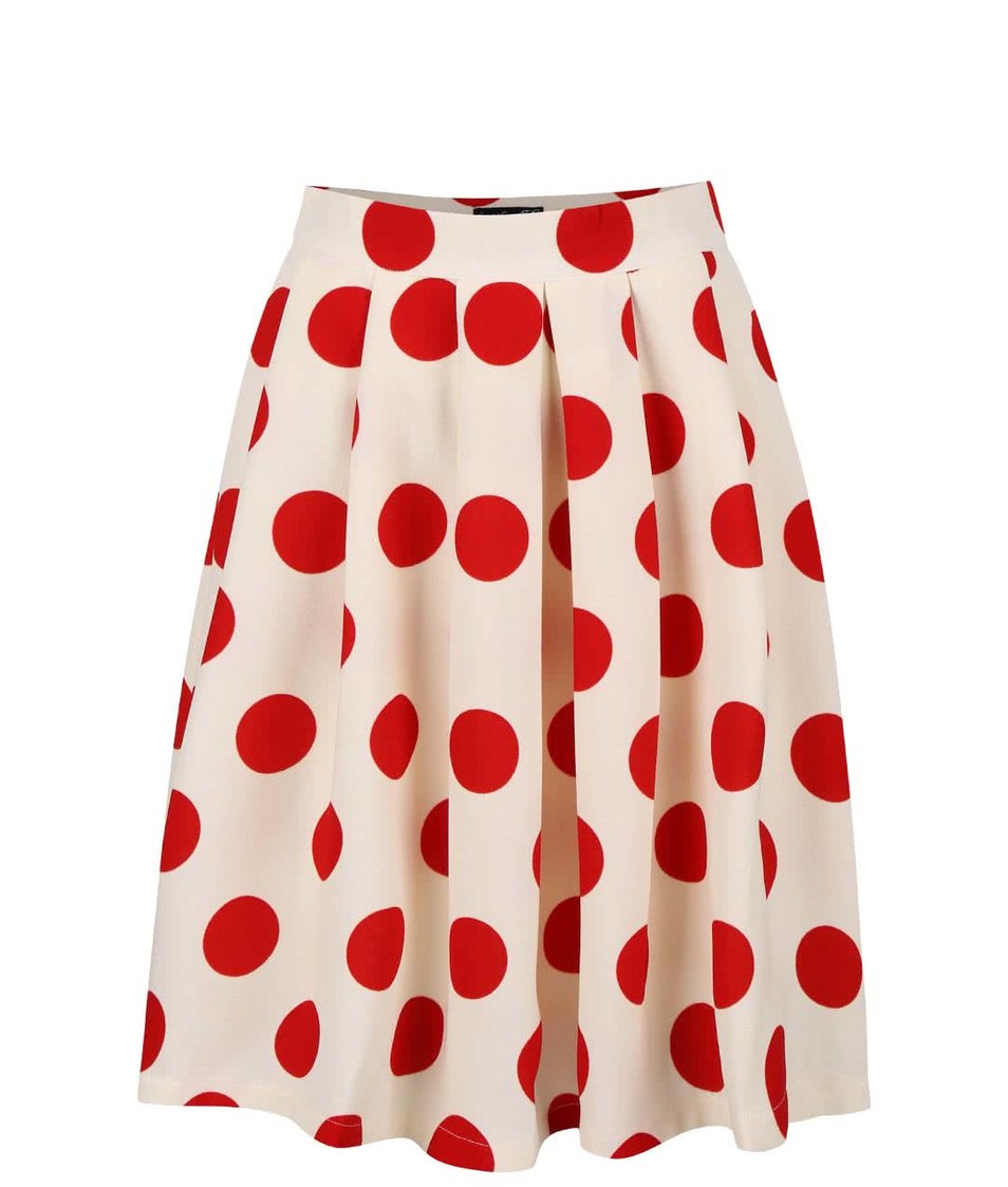 Krémová skládaná sukně s červenými puntíky Smashed Lemon