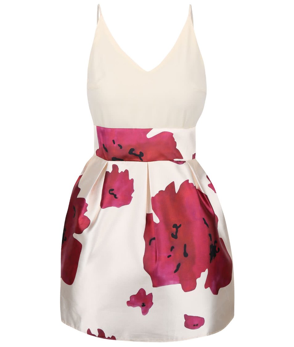 Krémové krátké šaty s květy AX Paris