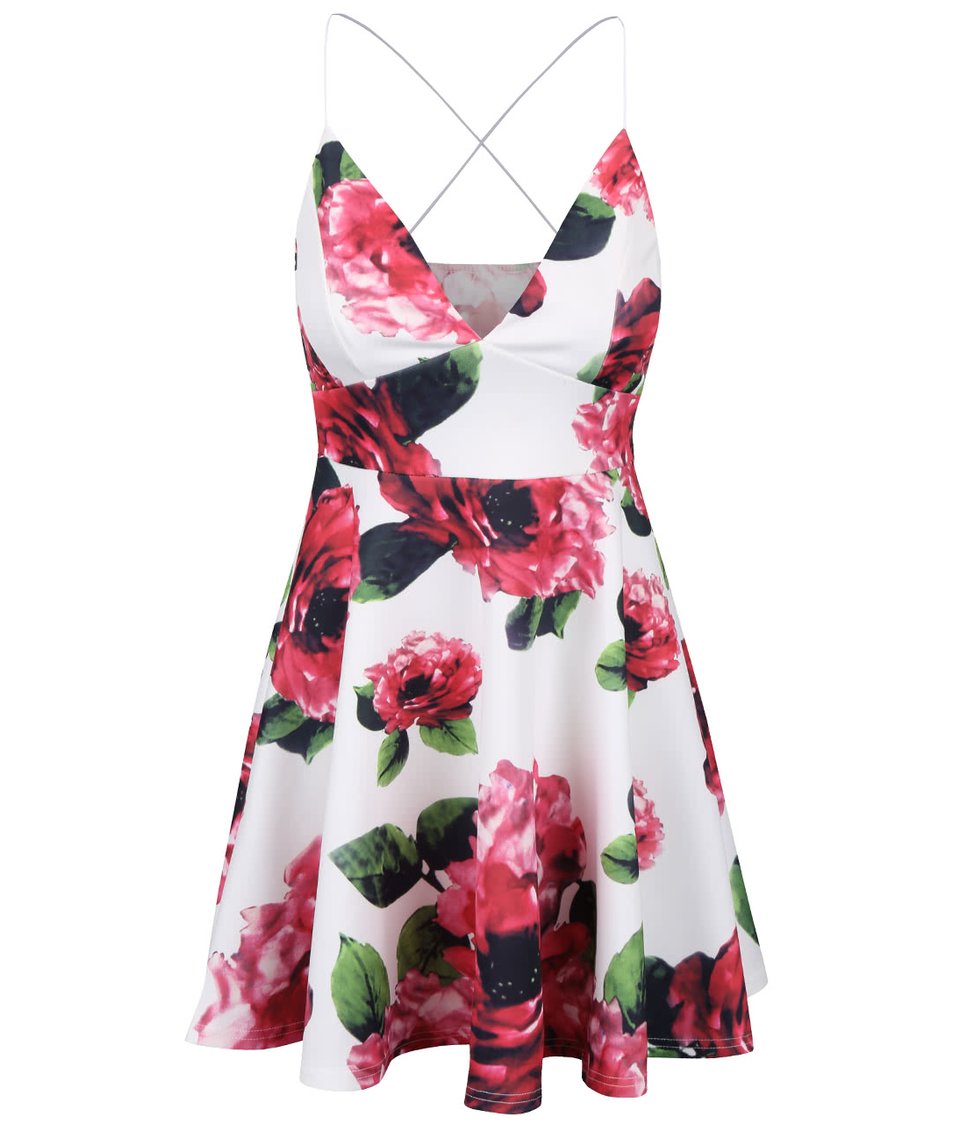 Krémové krátké šaty s motivem květin AX Paris