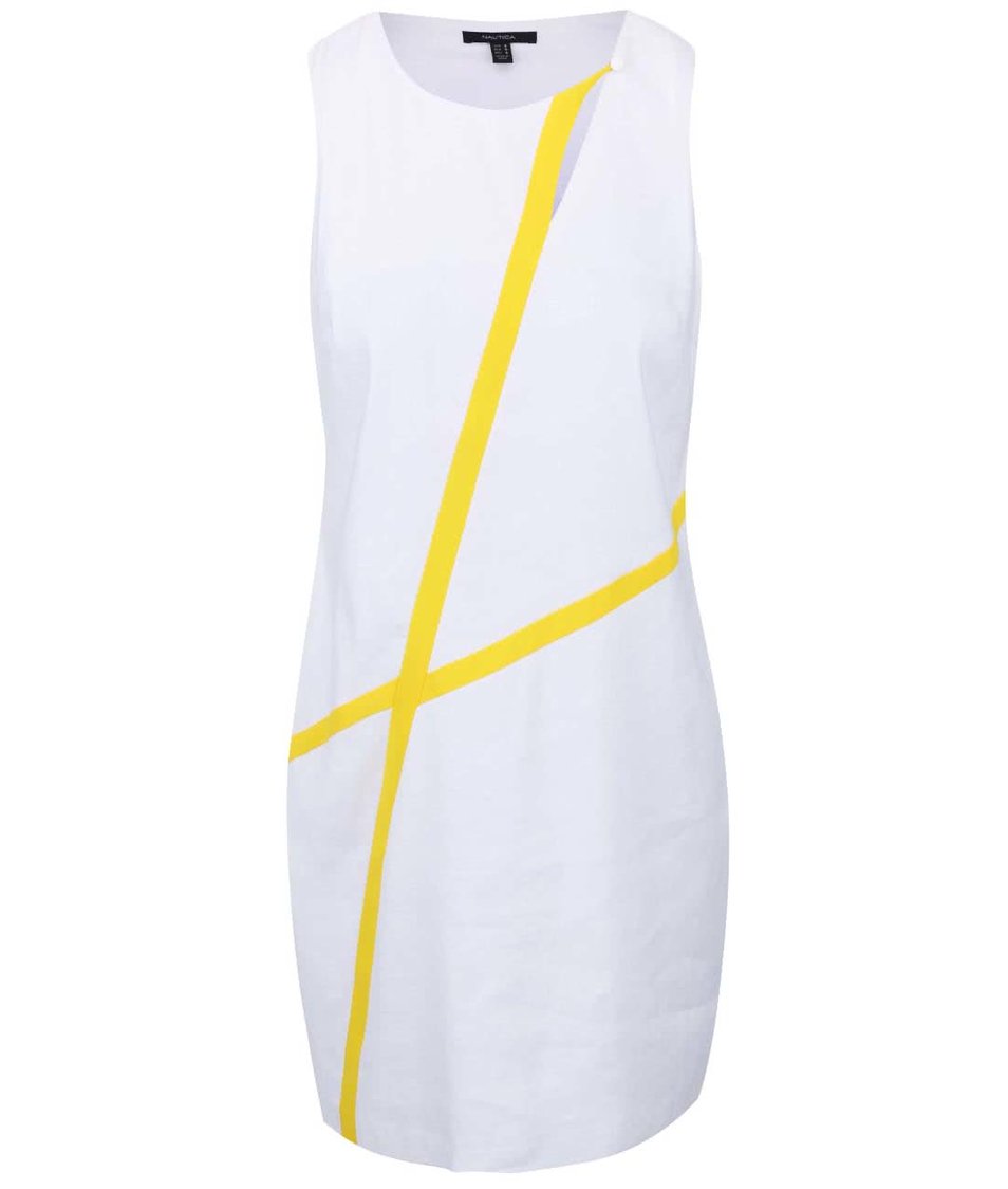 Bílé lněné šaty se žlutými detaily Nautica
