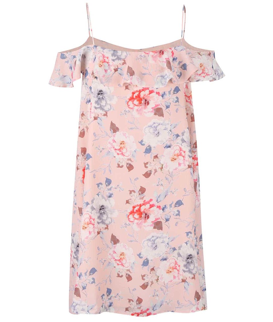 Světle růžové volnější šaty s květy Miss Selfridge