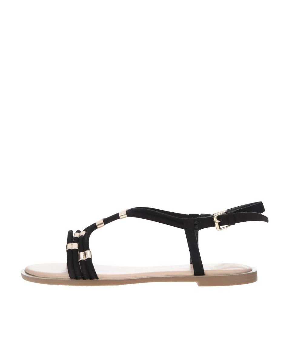 Černé sandály s detaily ve zlaté barvě Dorothy Perkins