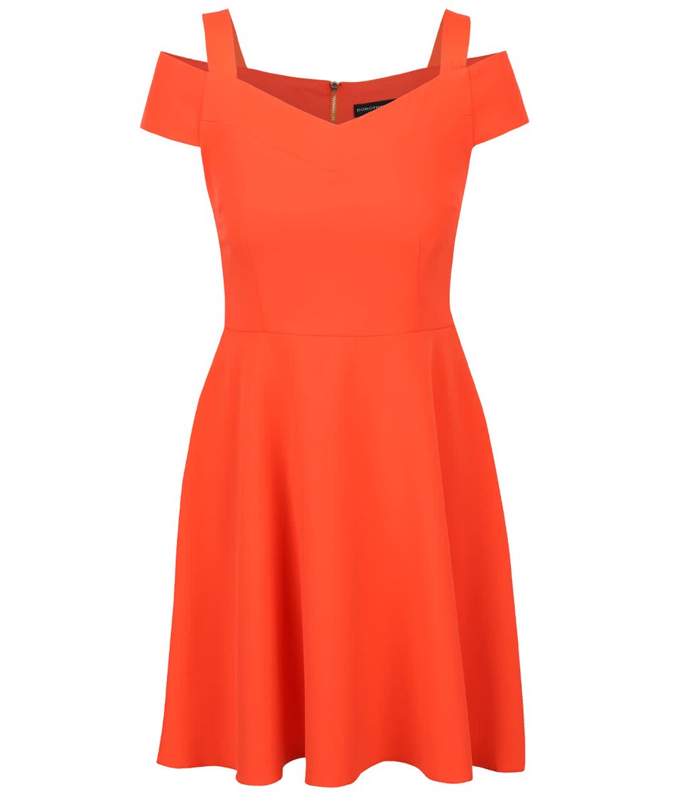 Oranžové šaty s průstřihy na ramenou Dorothy Perkins