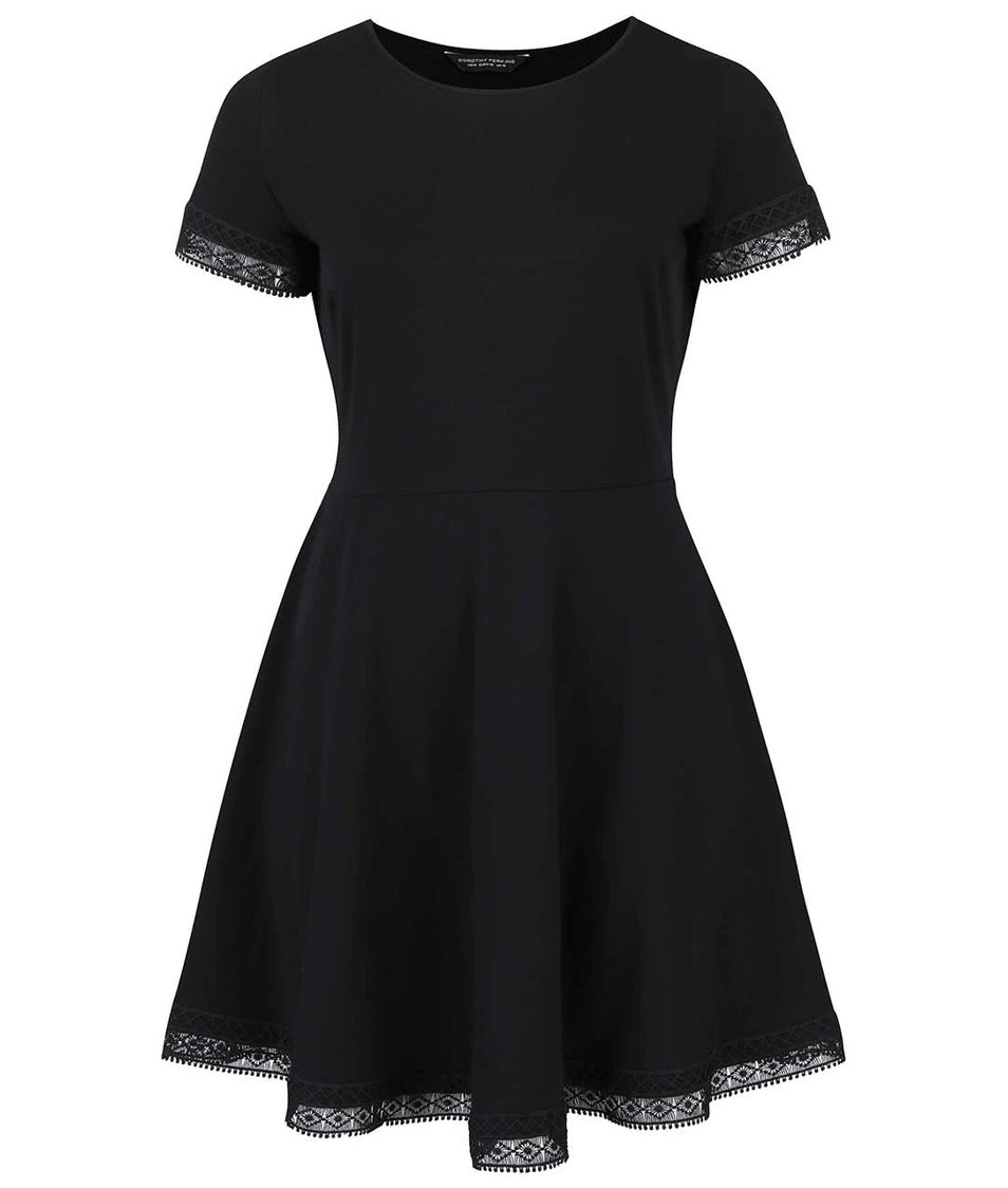 Černé šaty s krajkovými lemy Dorothy Perkins Curve