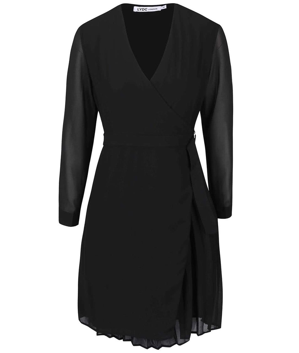 Černé zavinovací šaty s dlouhým rukávem LYDC
