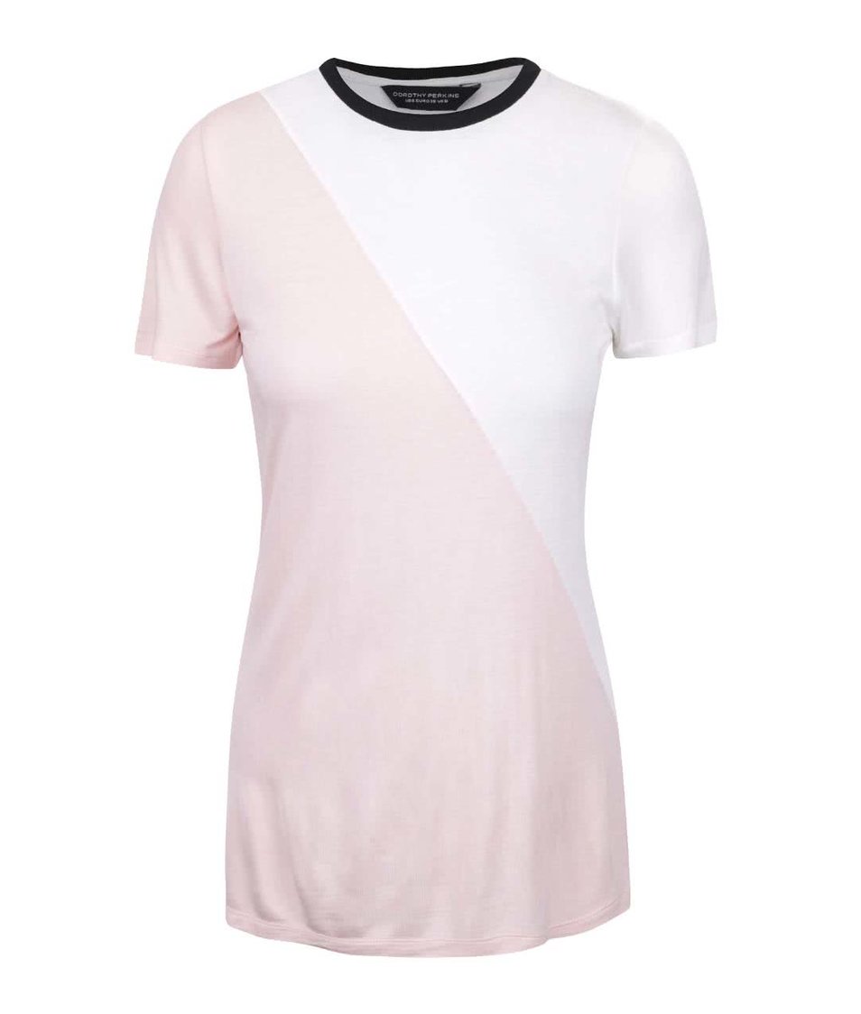 Krémovo-růžové tričko s černým lemem Dorothy Perkins