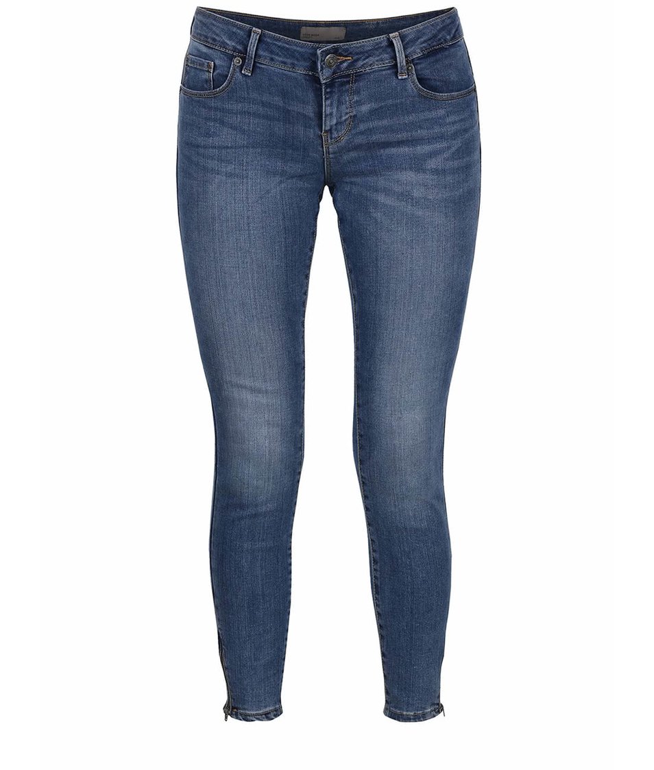 Modré slim fit osminkové džíny Vero Moda Five