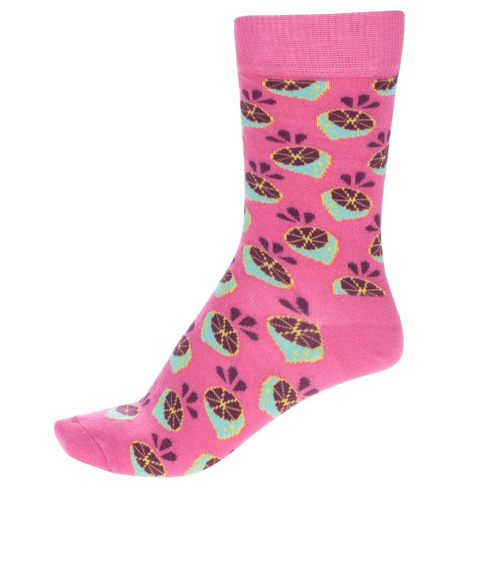 Růžové dámské ponožky Happy Socks Lime