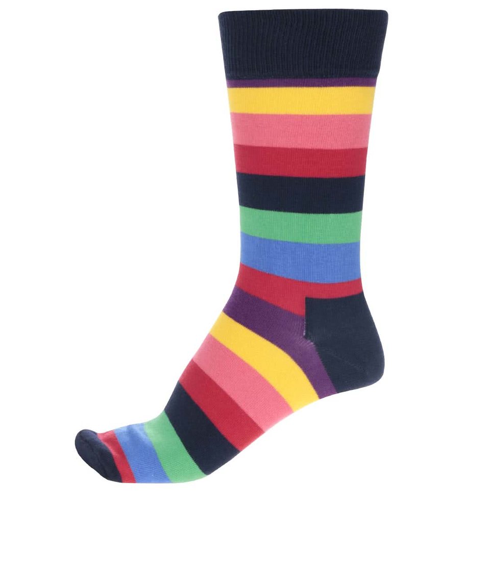 Tmavě modré unisex pruhované ponožky Happy Socks Stripe