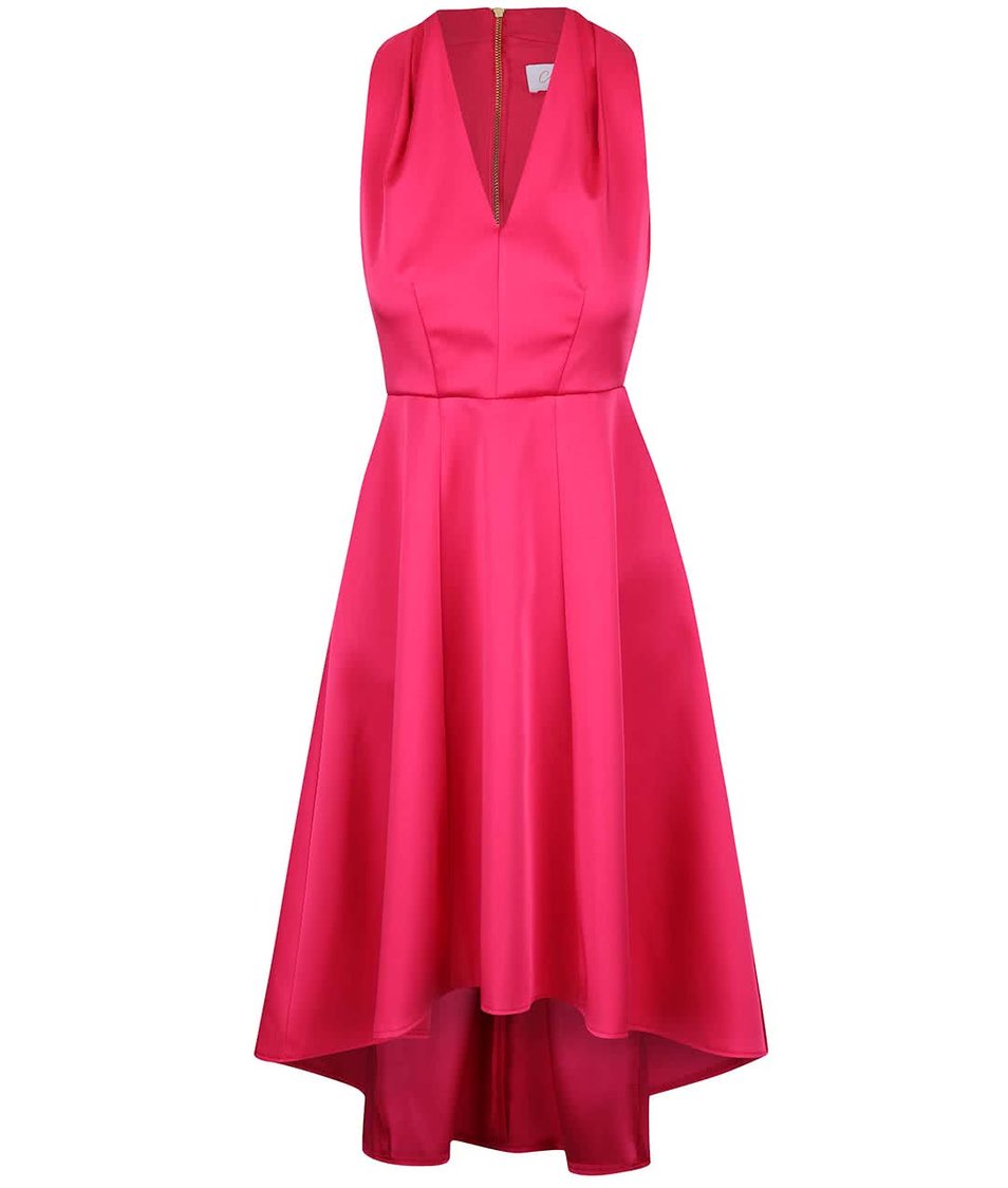 Růžové šaty s prodlouženou zadní délkou sukně Closet