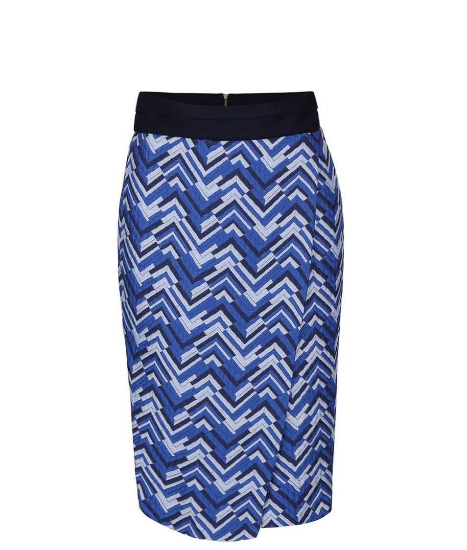 Šedo-modrá překládaná sukně se vzorem Closet