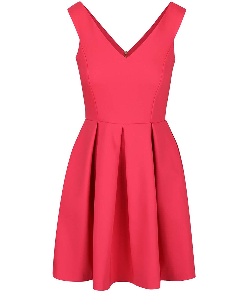 Růžové šaty s véčkovým výstřihem Closet