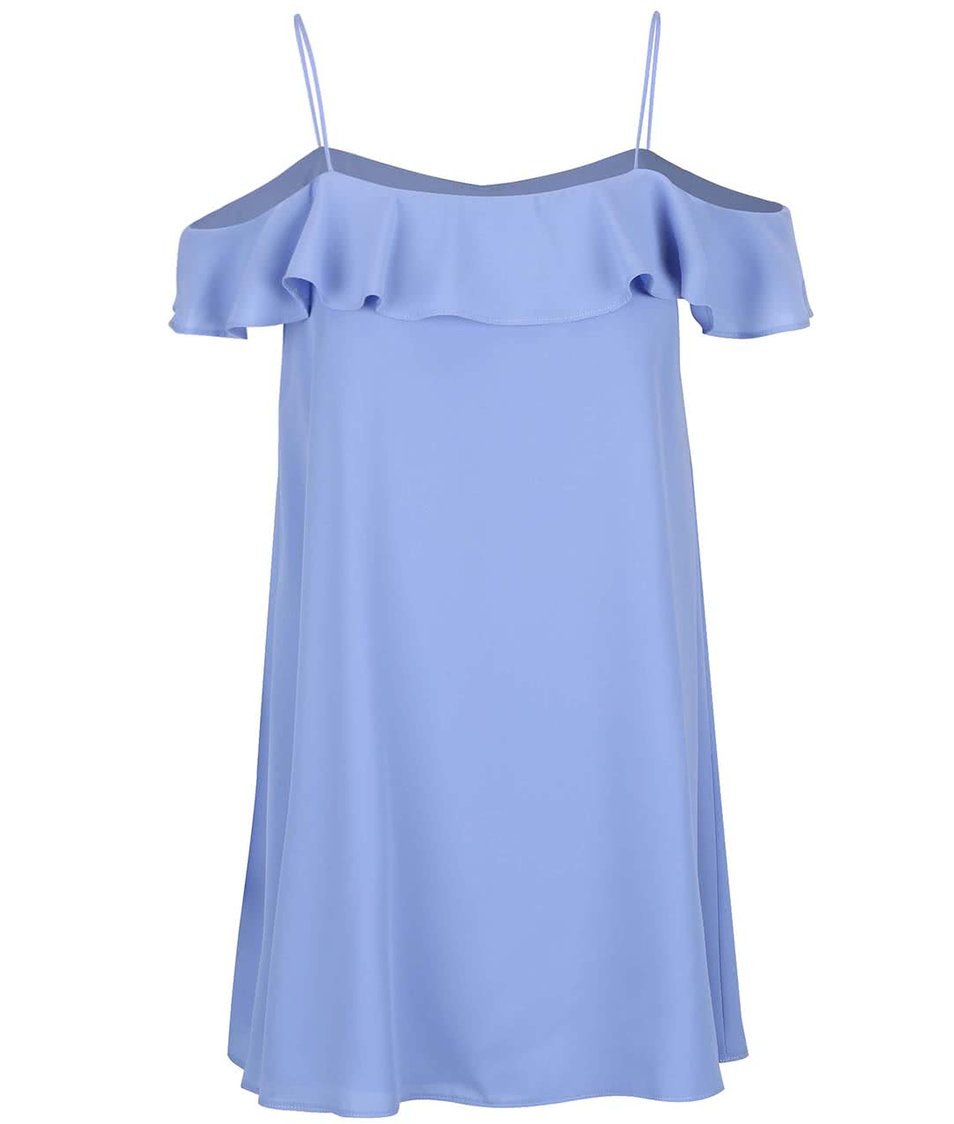 Světle modré volnější šaty s odhalenými rameny Miss Selfridge