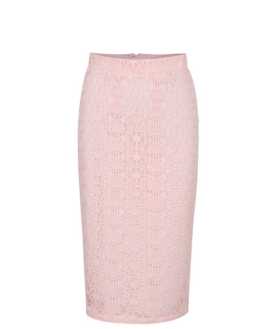 Světle růžová pouzdrová sukně s vyšším pasem Dorothy Perkins