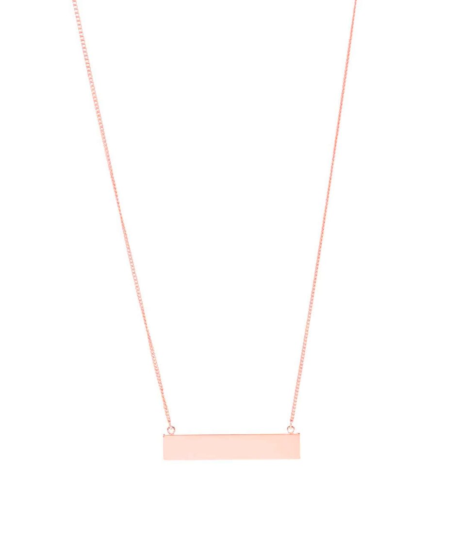 Dlouhý náhrdelník v růžovozlaté barvě s obdélníkovým přívěskem Pieces Perula
