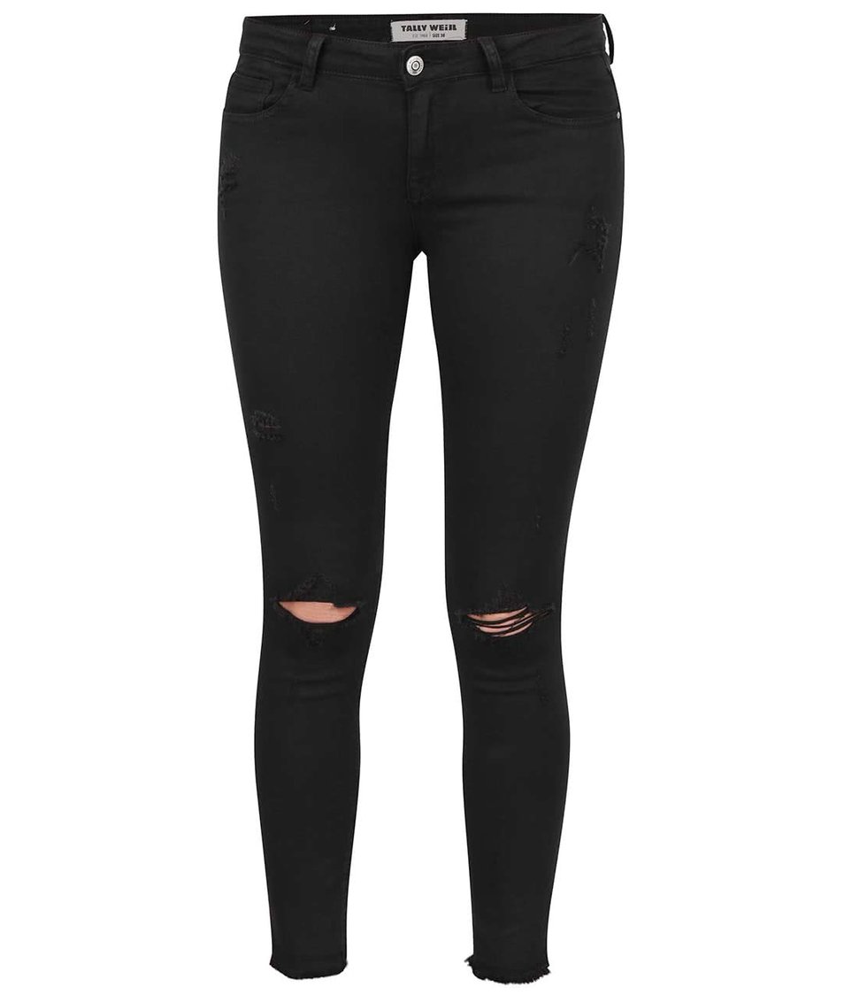 Černé elastické džíny s potrhaným efektem TALLY WEiJL