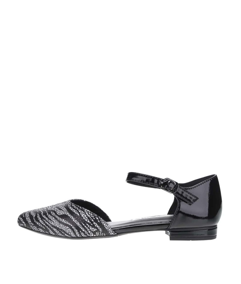Bílo-černé vzorované sandály s plnou špičkou Tamaris